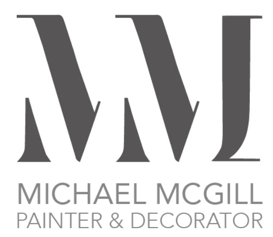 Logo for Michael McGill, a painter and decorator, with initials 'MM' on a white background.